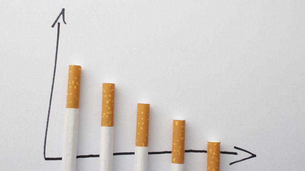 A bar graph with cigarettes representing the bars. If the x-axis is time, the cigarettes are going down over time.